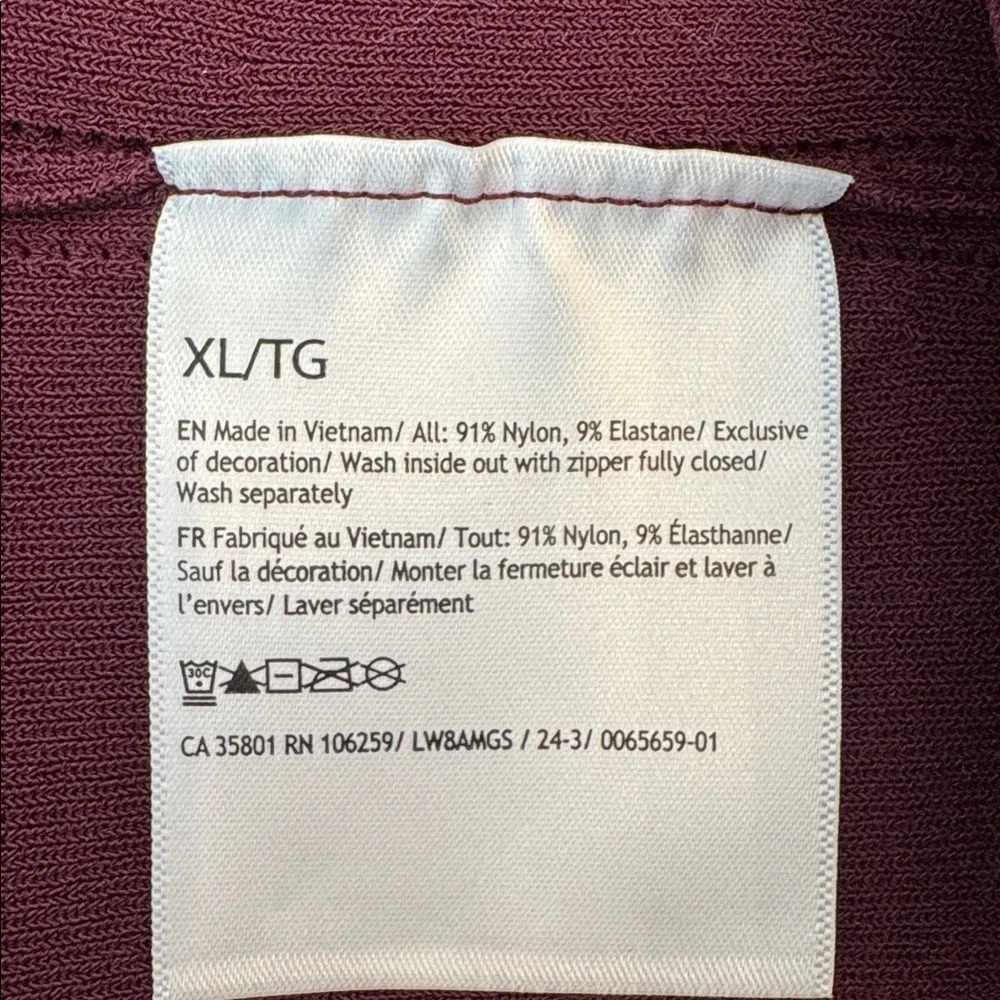 NWT! Lululemon Ribbed Knit Mini- Front Zip in Garnet, sz XL - Picture 10 of 10